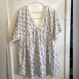 CUPSHE Women's Cover Up White Kimono Geometric Print size M